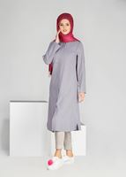 Tesettür giyim MAVİ T 31471 Elegance-Uzun Tesettür Tunik