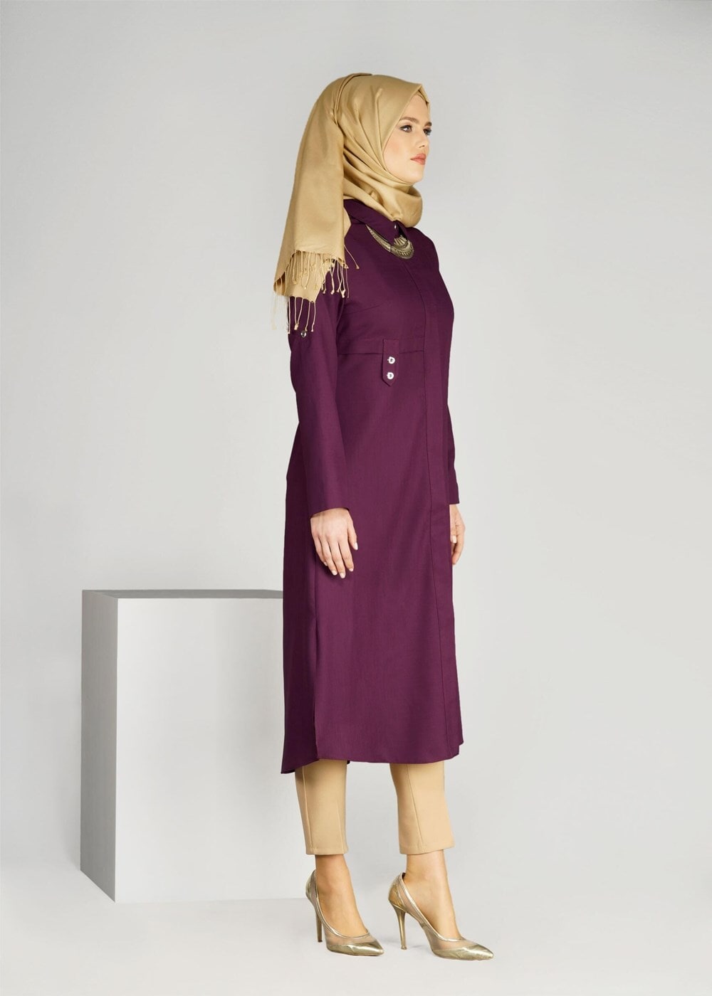 Tesettür giyim MÜRDÜM T 31471 Elegance-Uzun Tesettür Tunik