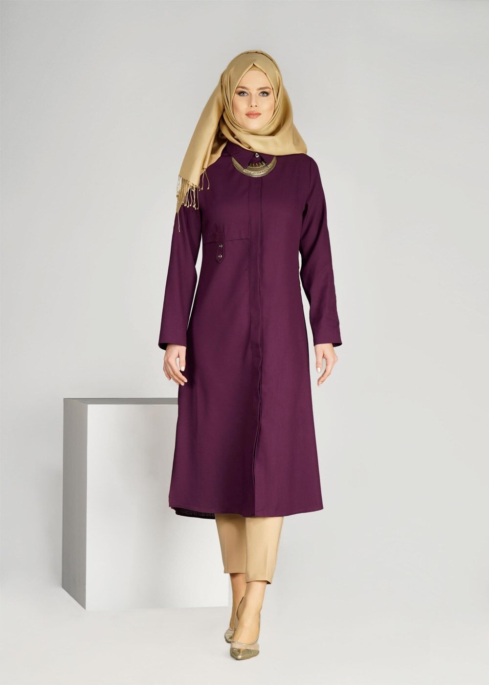 Tesettür giyim MÜRDÜM T 31471 Elegance-Uzun Tesettür Tunik