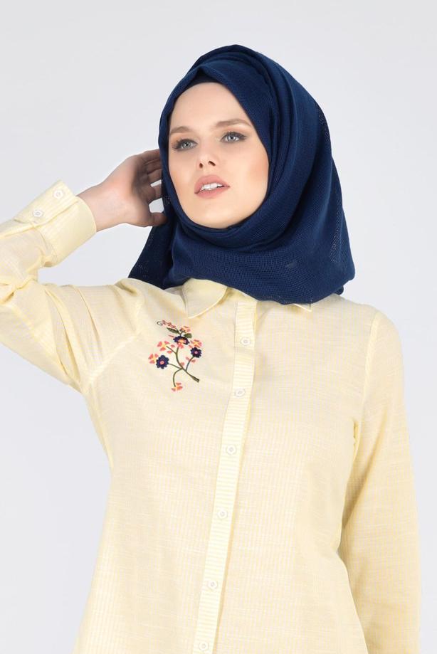 Vêtements hijab  T 356-1 Miss Puan-Çizgi Desenli Tunik - TRENDTESETTÜR