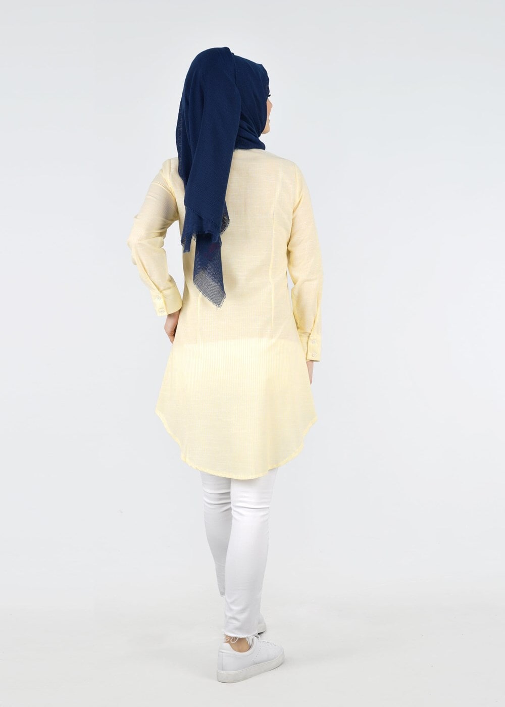 Hijab clothing YELLOW T 356-1 Miss Puan-Çizgi Desenli Tunik