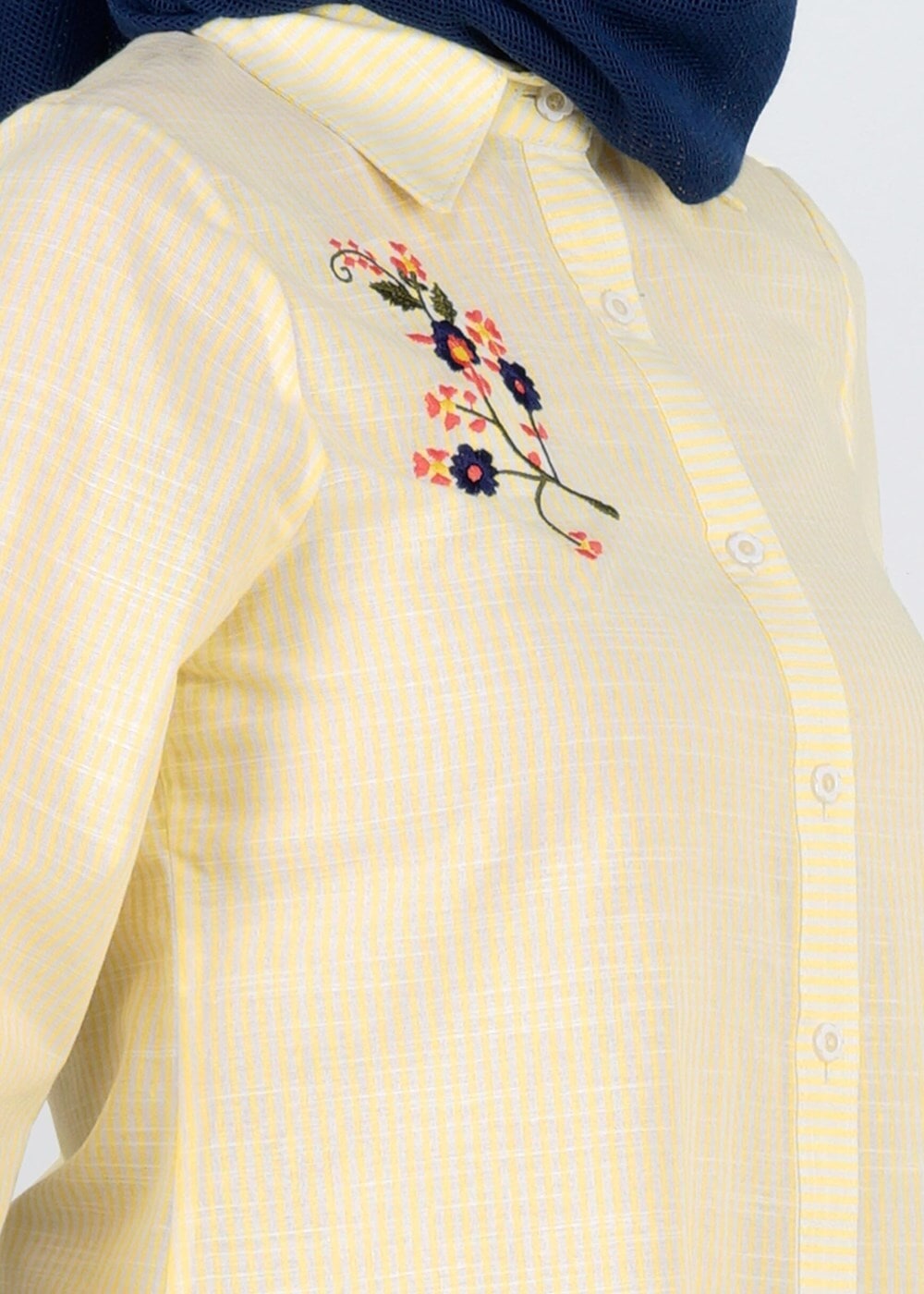 Hijab clothing YELLOW T 356-1 Miss Puan-Çizgi Desenli Tunik