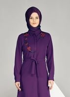 Tesettür giyim MOR T 91471 Elegance- Nakış Detaylı Uzun Tunik