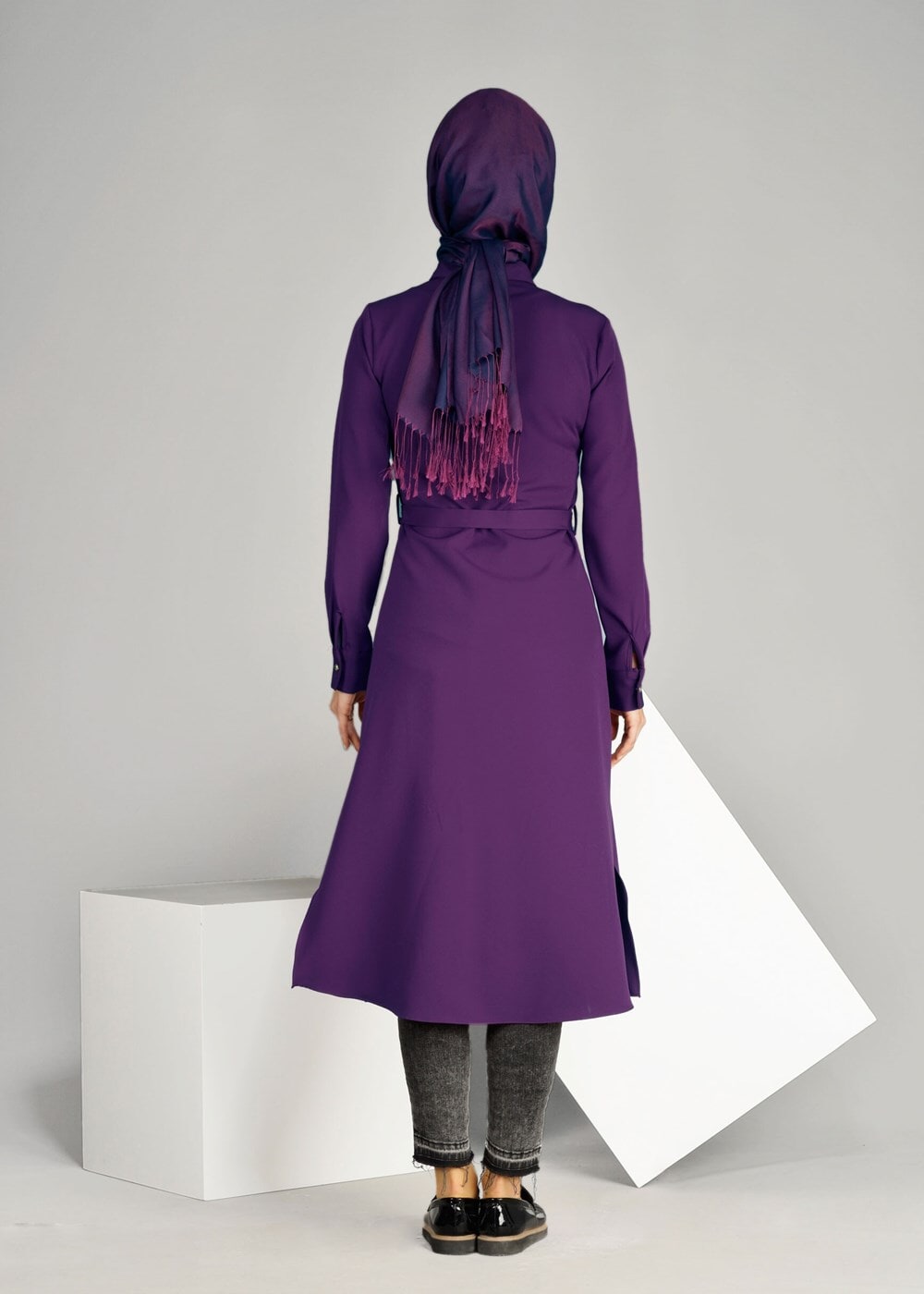 Tesettür giyim MOR T 91471 Elegance- Nakış Detaylı Uzun Tunik