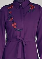 Tesettür giyim MOR T 91471 Elegance- Nakış Detaylı Uzun Tunik