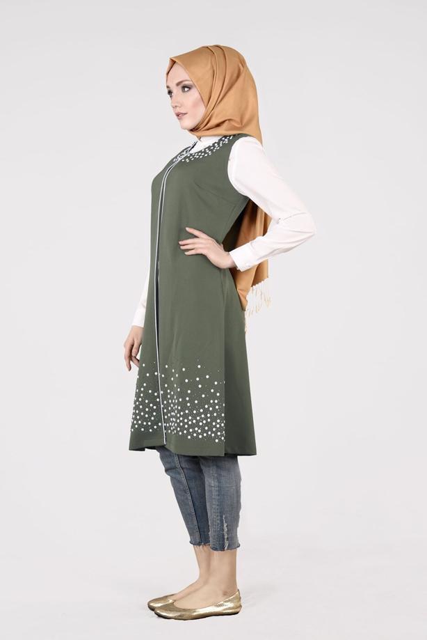 Vêtements hijab  T 1605-1 Funda-Boncuk İşlemeli 2&prime;li Tunik - TRENDTESETTÜR