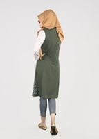 Hijab clothing KHAKI T 1605-1 Funda-Boncuk İşlemeli 2′li Tunik