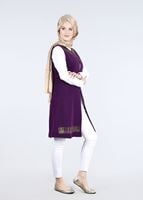 Vêtements hijab POURPRE T 1605-2 Funda-Pul Detaylı 2′li Tunik