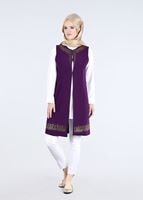 Hijab clothing PURPLE T 1605-2 Funda-Pul Detaylı 2&prime;li Tunik