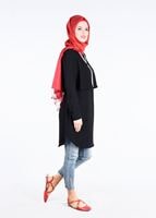 Tesettür giyim SİYAH T 4241 Nil Crep Tesettür Tunik-Alv Fashion