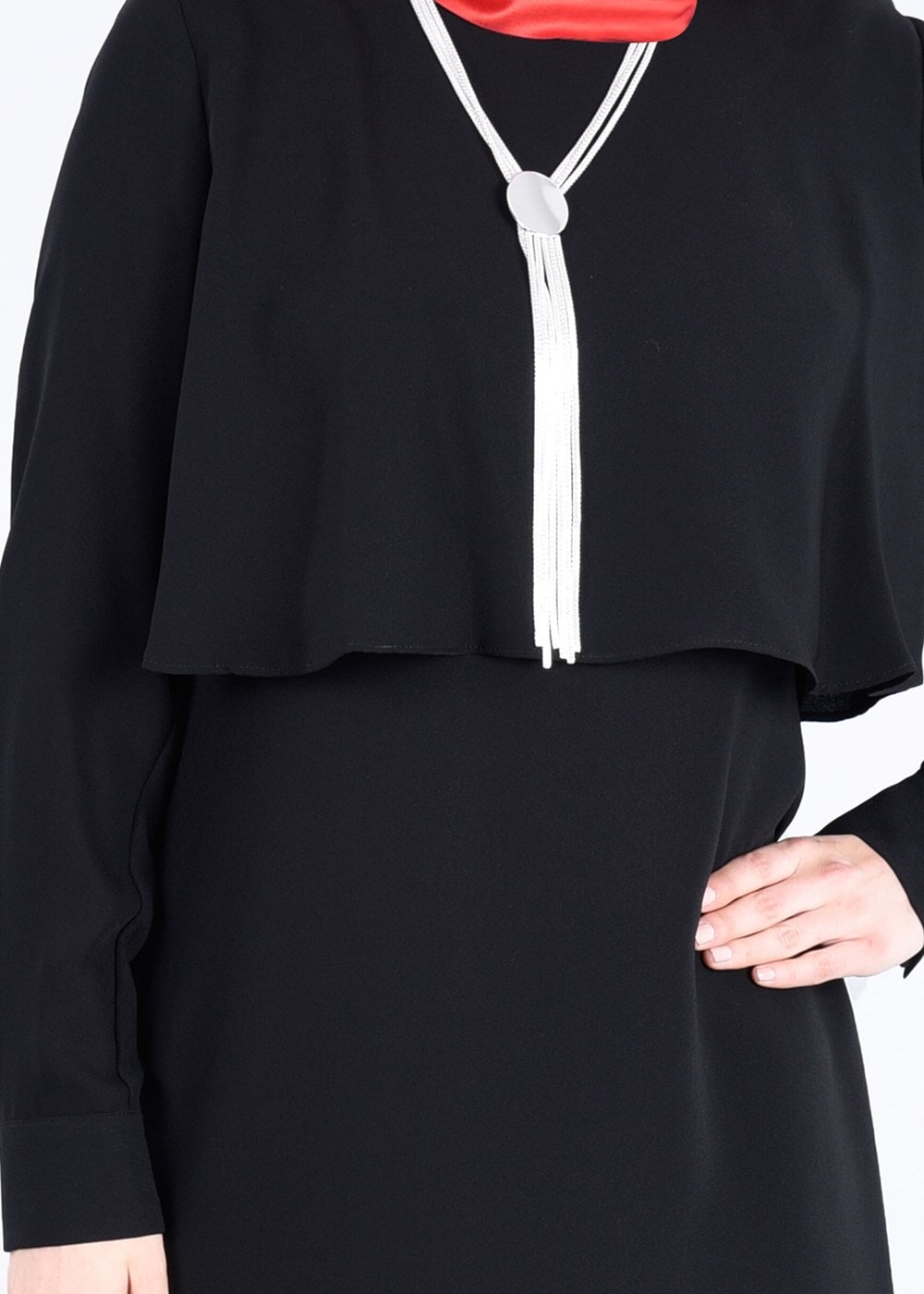 Tesettür giyim SİYAH T 4241 Nil Crep Tesettür Tunik-Alv Fashion