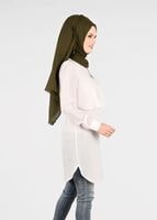 Tesettür giyim KREM T 4241 Nil Crep Tesettür Tunik-Alv Fashion
