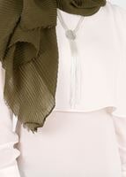 Tesettür giyim KREM T 4241 Nil Crep Tesettür Tunik-Alv Fashion