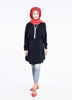 Tesettür giyim LACİVERT T 4241 Nil Crep Tesettür Tunik-Alv Fashion
