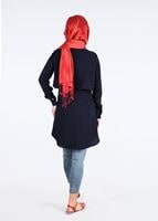 Tesettür giyim LACİVERT T 4241 Nil Crep Tesettür Tunik-Alv Fashion