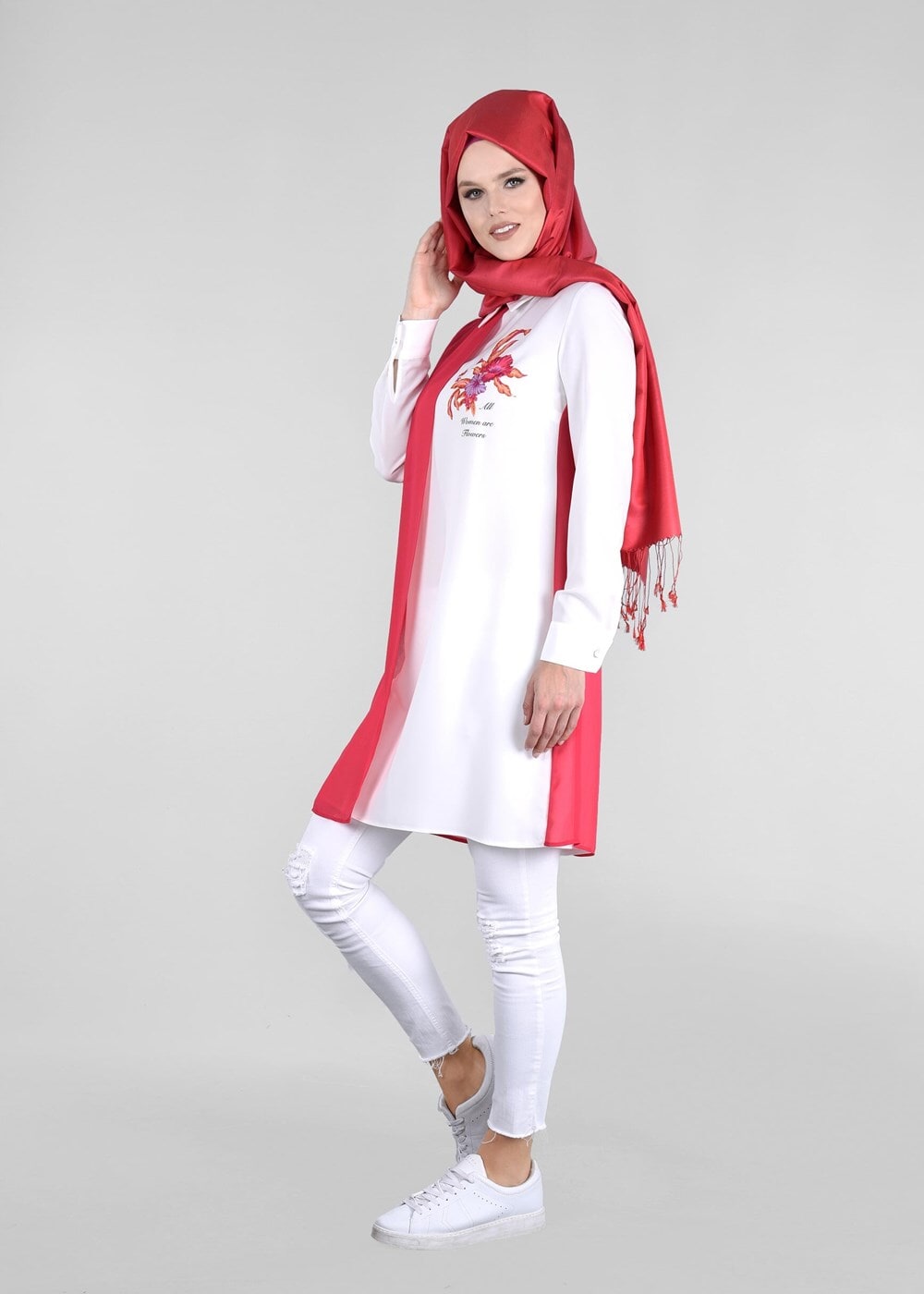 Tesettür giyim FUŞYA T 4245 New Multi Şifon Tesettür Tunik-Alv Fashion