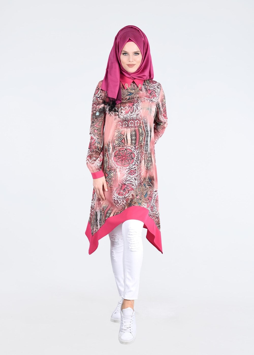 Tesettür giyim PUDRA T 4282 Rosa Tesettür 9681 Tunik-Alv Fashion