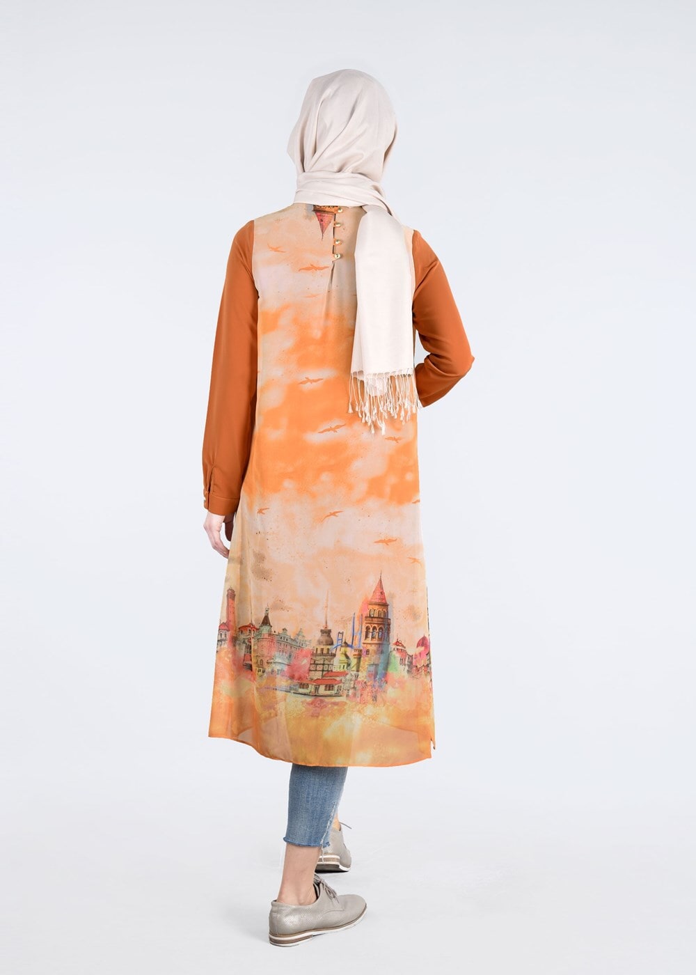 Tesettür giyim TURUNCU T 4401 Criss Tesettür Tunik-Alv Fashion