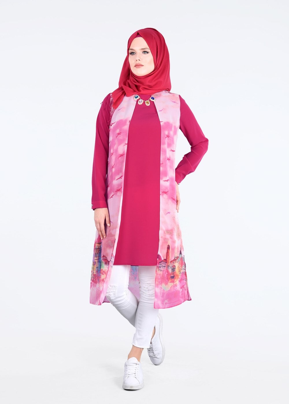 Tesettür giyim FUŞYA T 4401 Criss Tesettür Tunik-Alv Fashion