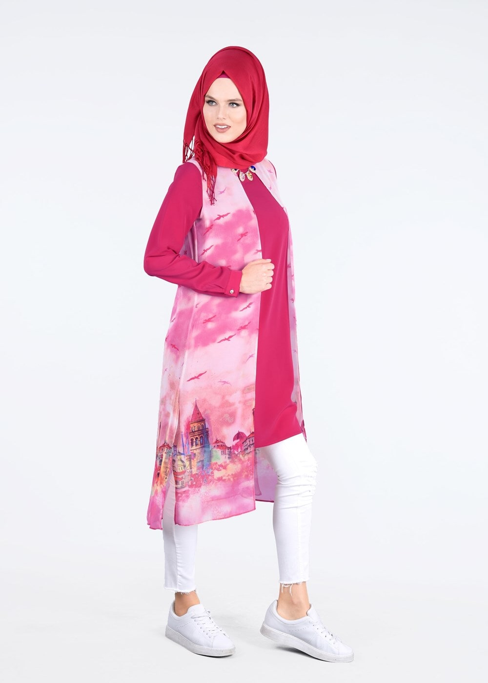 Tesettür giyim FUŞYA T 4401 Criss Tesettür Tunik-Alv Fashion