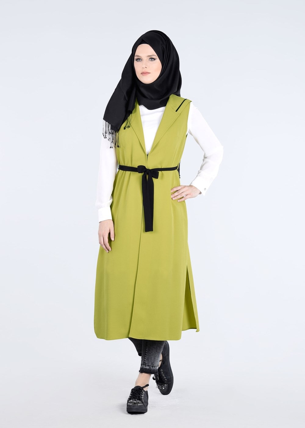 Tesettür giyim YEŞİL T 4450 Sheraton 2&prime;li Tesettür Tunik-Alv Fashion