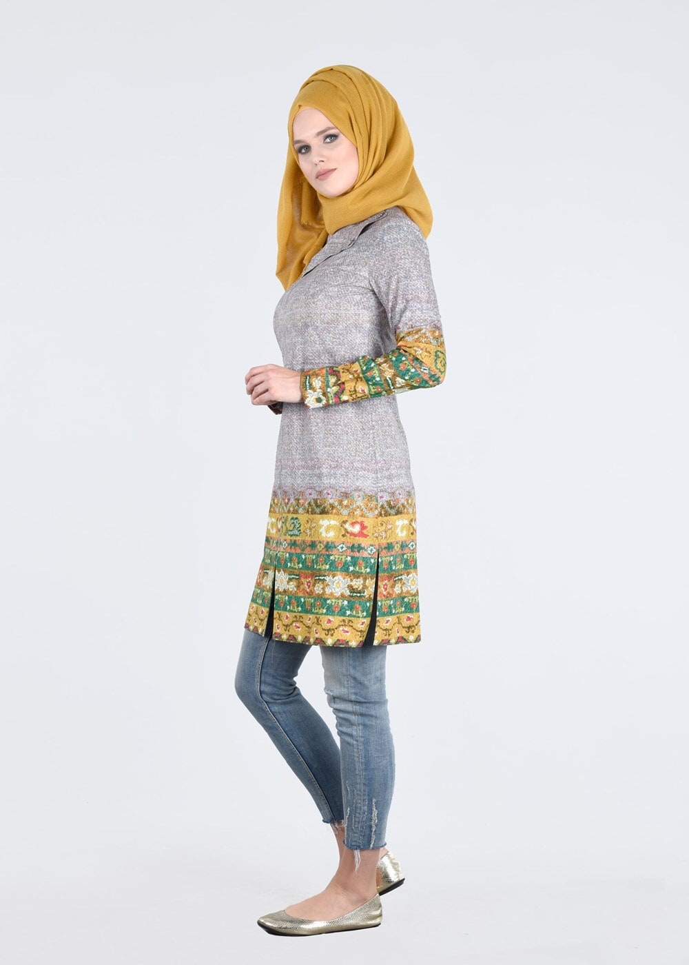 Tesettür giyim YEŞİL T 4467 İnci 30334 Tunik-Alv Fashion