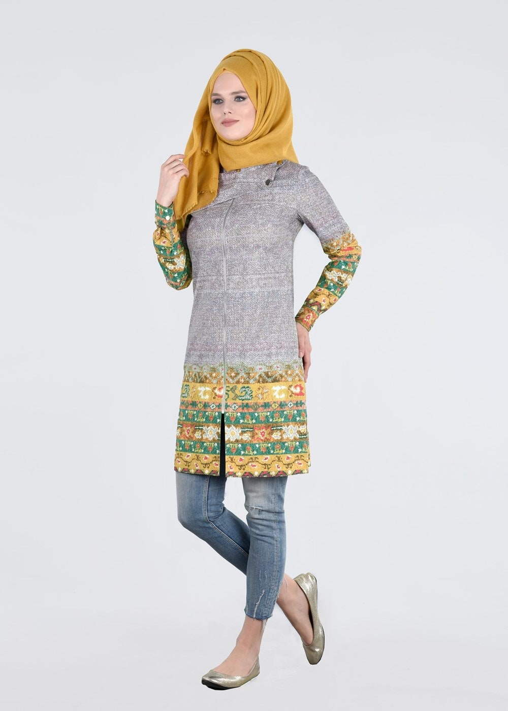 Tesettür giyim YEŞİL T 4467 İnci 30334 Tunik-Alv Fashion