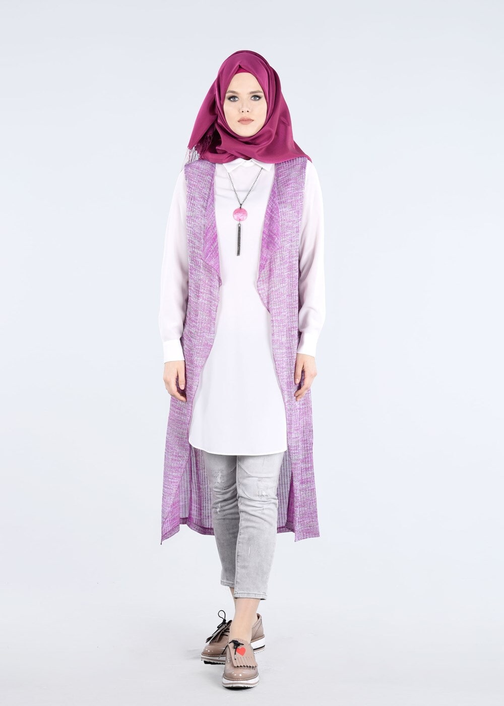 Tesettür giyim FUŞYA T 4484 Suno Tesettür 10019 2&prime;li Tunik-Alv Fashion