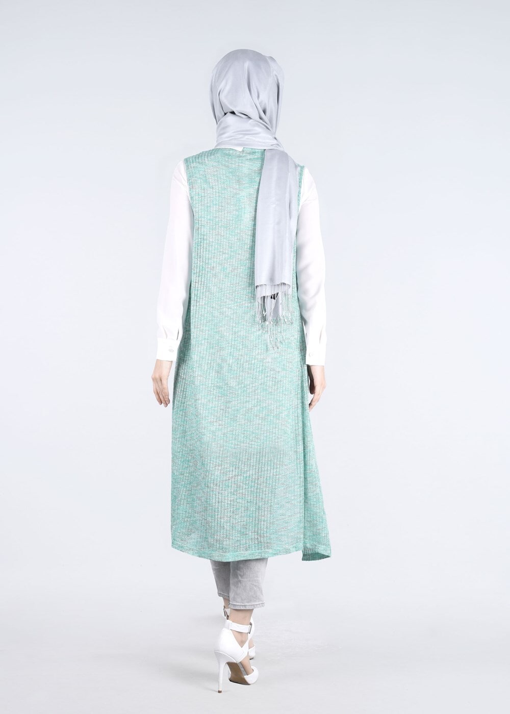 Tesettür giyim YEŞİL T 4484 Suno Tesettür 10019 2&prime;li Tunik-Alv Fashion