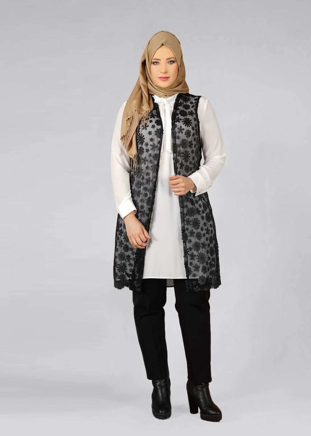 Tesettür giyim SİYAH T 4521 AG 41 2′li Tesettür Tunik-Alv Fashion