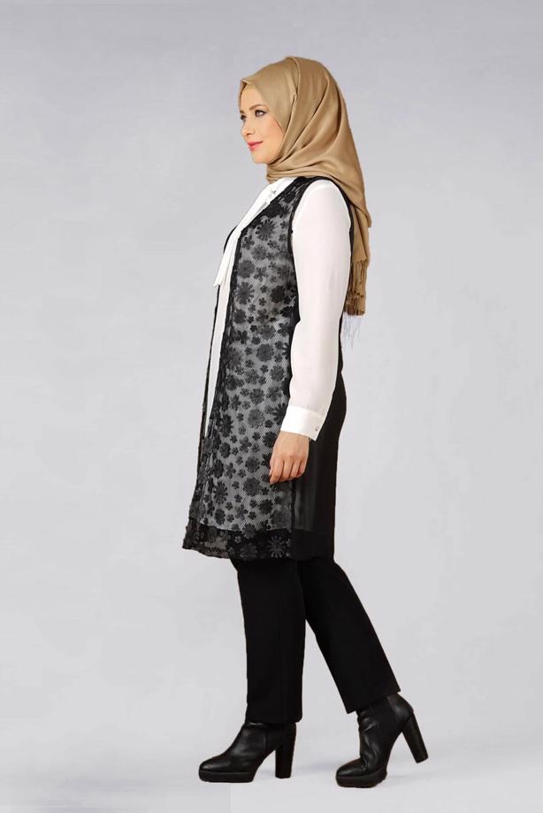 Vêtements hijab NOIR T 4521 AG 41 2′li Tesettür Tunik-Alv Fashion - TRENDTESETTÜR