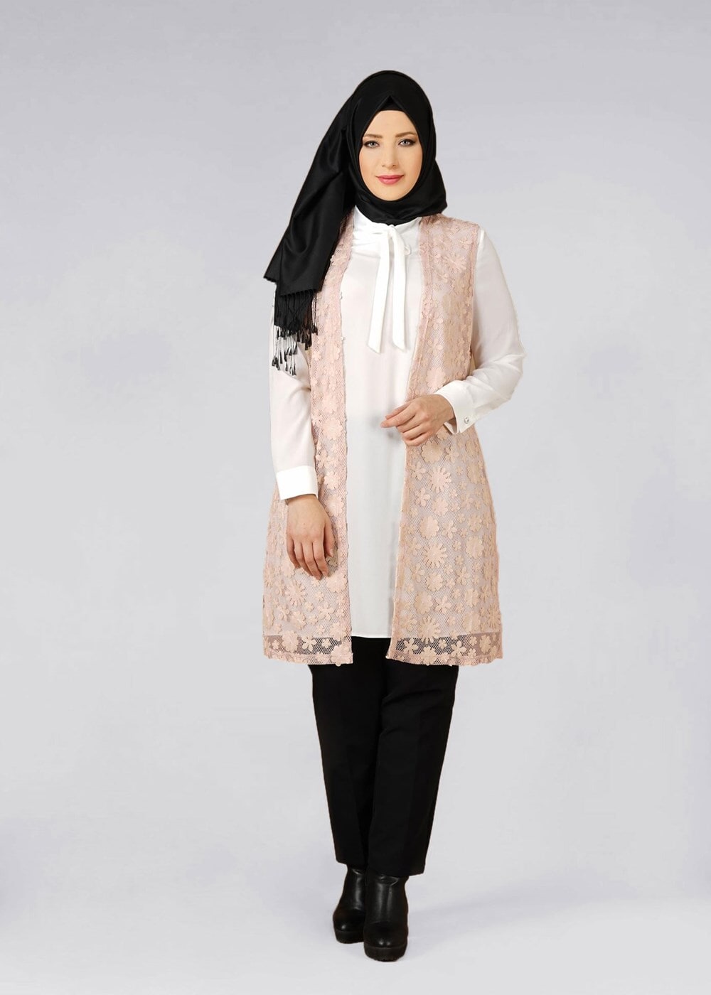 Vêtements hijab POUDRE T 4521 AG 41 2′li Tesettür Tunik-Alv Fashion