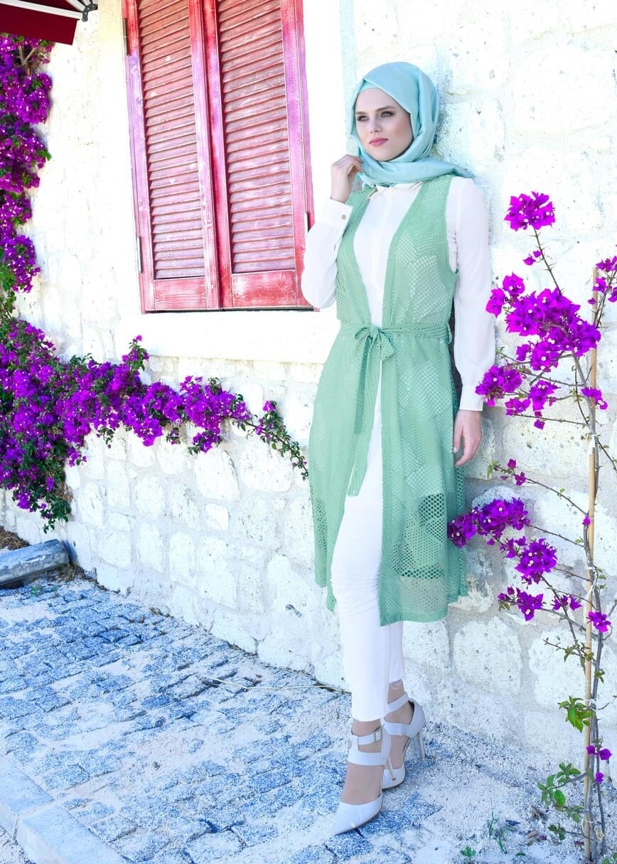 Tesettür giyim YEŞİL İKİLİ TUNİK T 4533