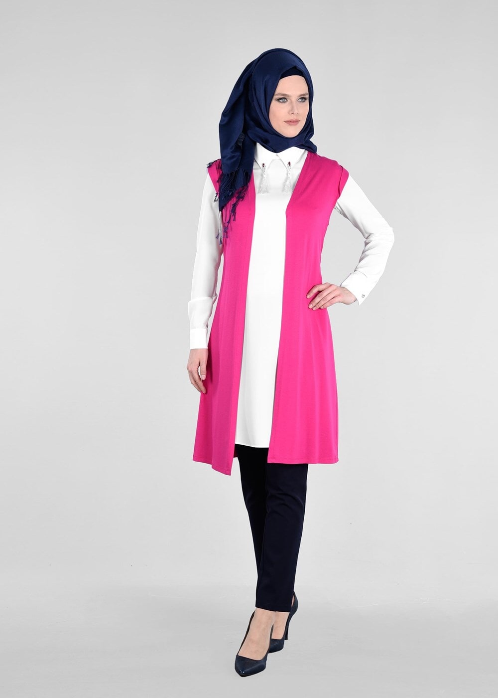 Tesettür giyim FUŞYA T 4551 New Viscon Lycra Tesettür Tunik-Alv Fashion