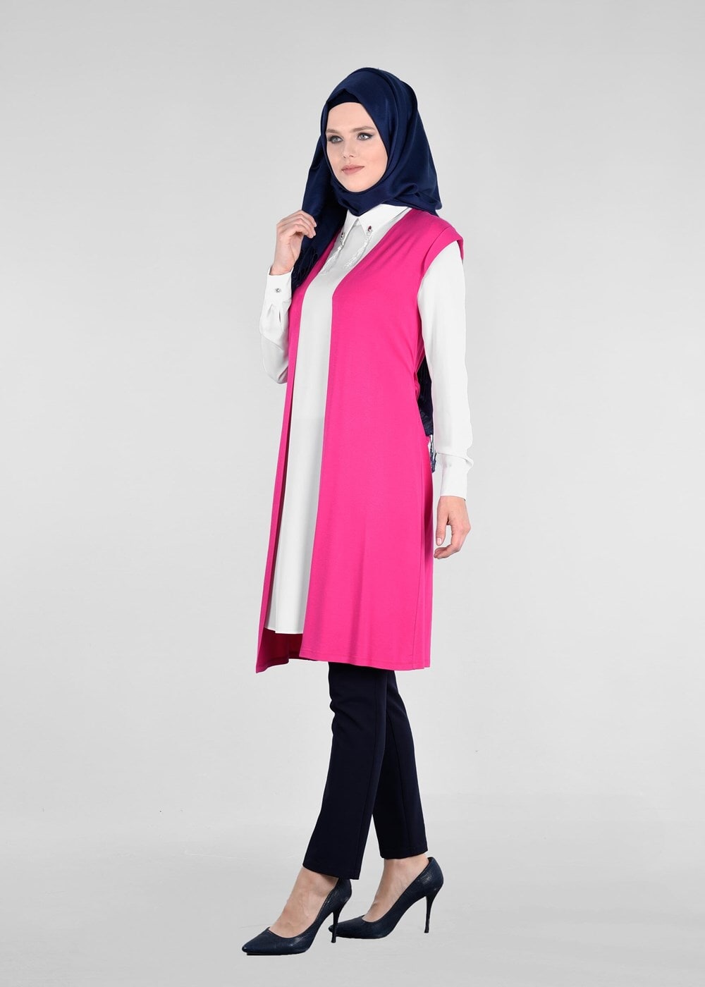 Tesettür giyim FUŞYA T 4551 New Viscon Lycra Tesettür Tunik-Alv Fashion