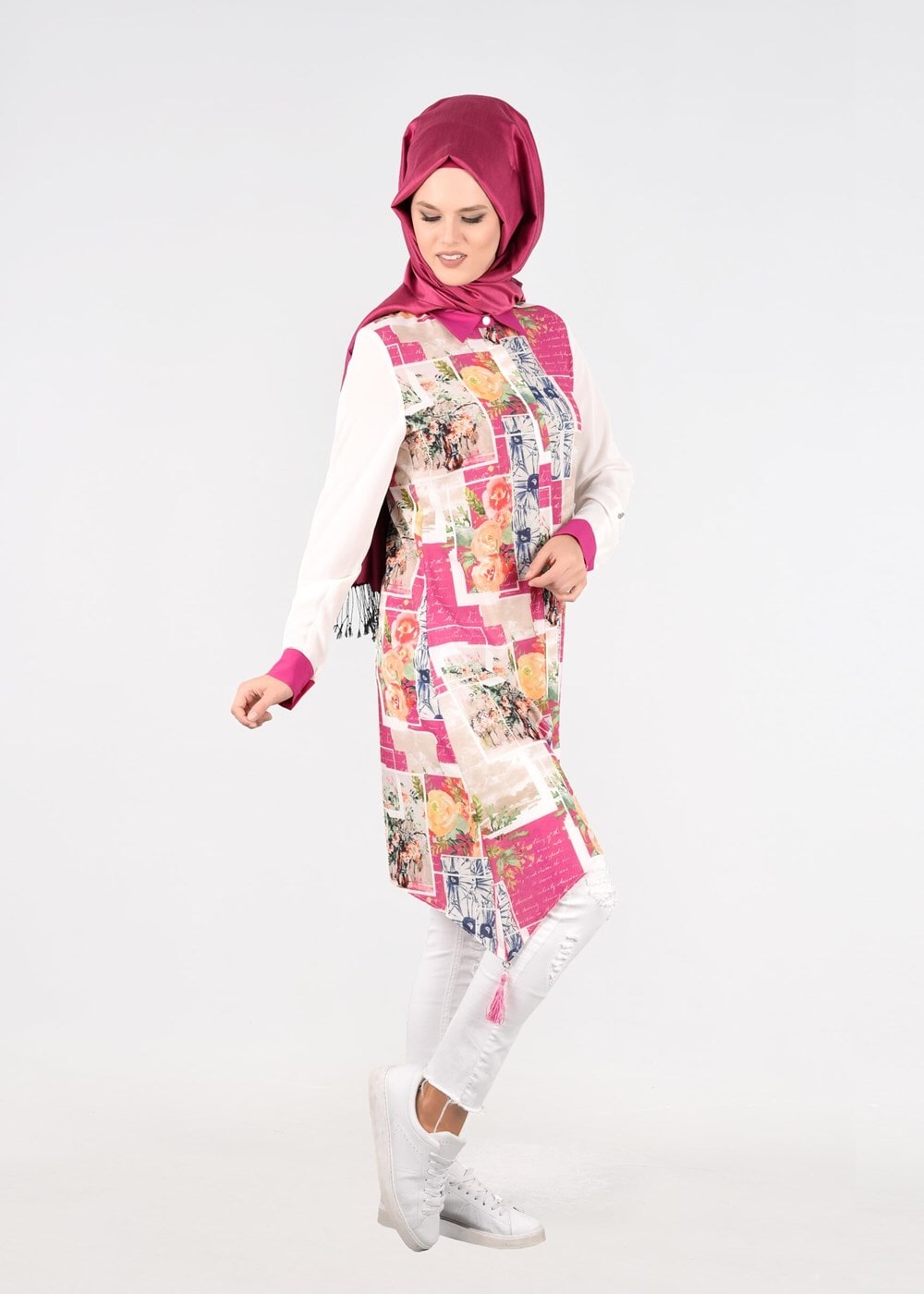 Tesettür giyim FUŞYA T 4638 Capri 10306 Tesettür Tunik-Alv Fashion