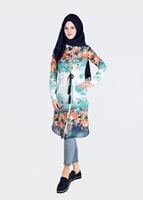 Tesettür giyim YEŞİL T 4664  Queen 3115 Tesettür Tunik-Alv Fashion