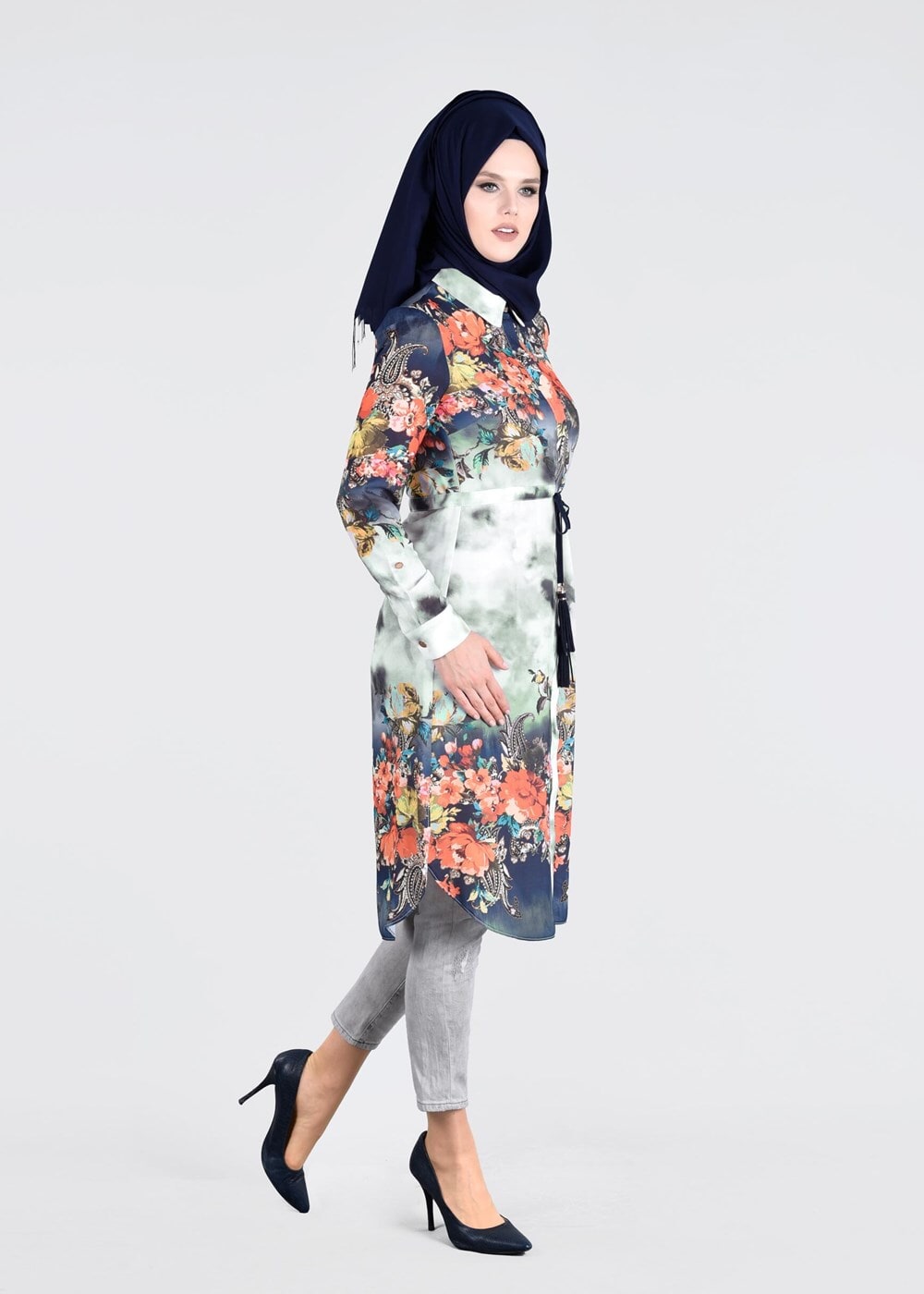 Tesettür giyim LACİVERT T 4664  Queen 3115 Tesettür Tunik-Alv Fashion