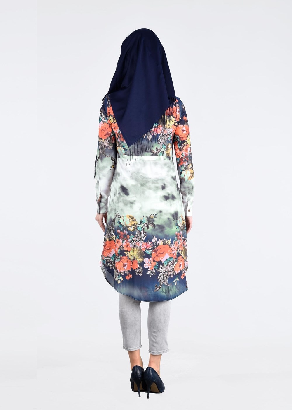 Tesettür giyim LACİVERT T 4664  Queen 3115 Tesettür Tunik-Alv Fashion