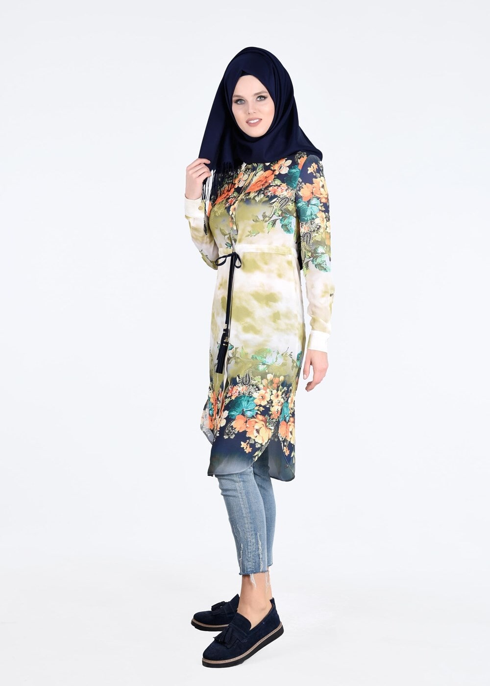 Tesettür giyim YEŞİL T 4664  Queen 3115 Tesettür Tunik-Alv Fashion