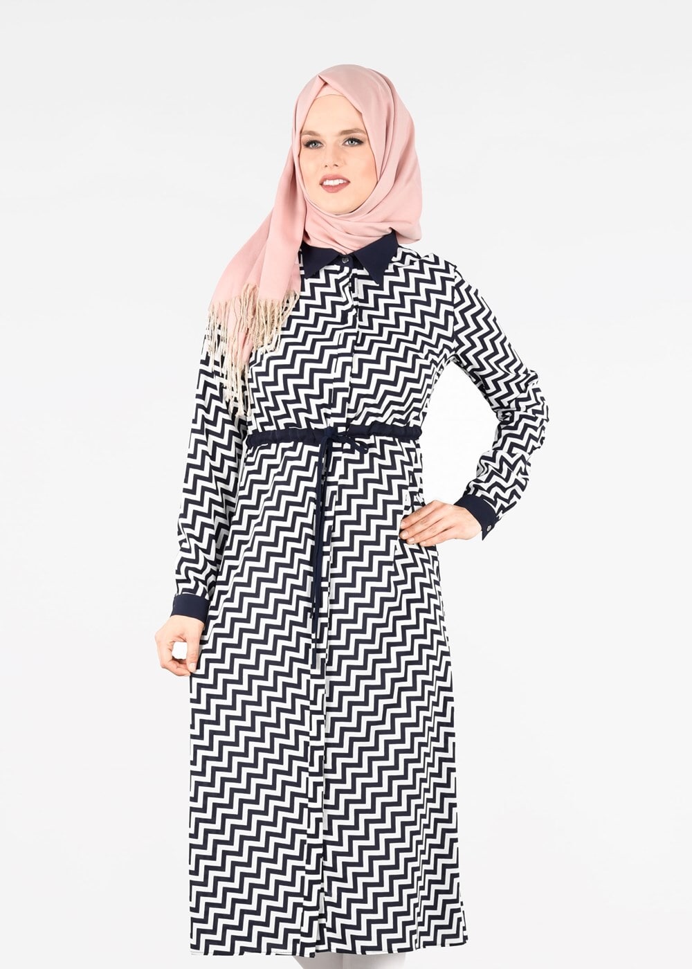 Tesettür giyim LACİVERT T 4690-1 Moss Crep 2942 Tunik-Alv Fashion