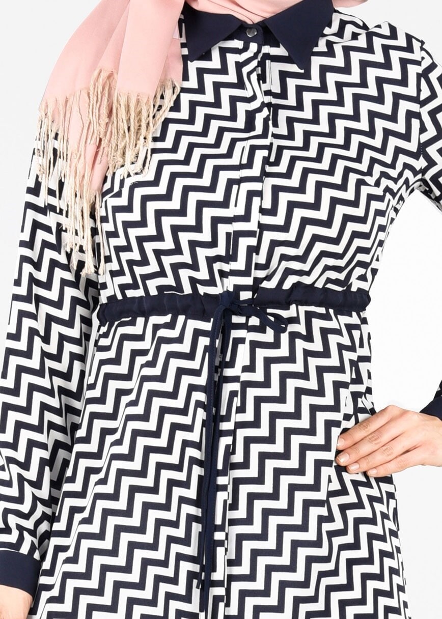 Tesettür giyim LACİVERT T 4690-1 Moss Crep 2942 Tunik-Alv Fashion