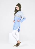 Vêtements hijab BLEU T 4696-1 Çizgi Detaylı Tunik-Yılmazlar