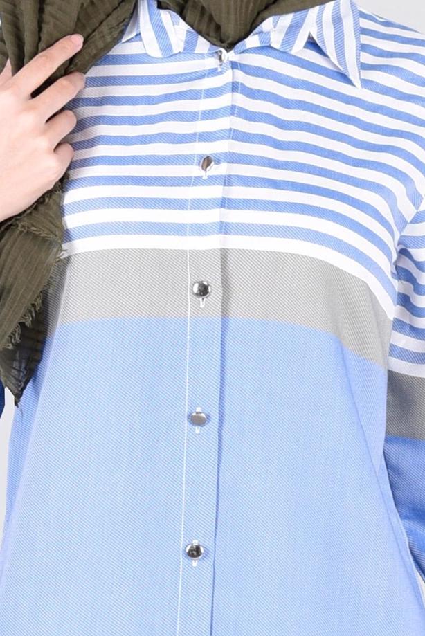 Vêtements hijab  T 4696-1 Çizgi Detaylı Tunik-Yılmazlar - TRENDTESETTÜR