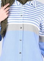 Vêtements hijab BLEU T 4696-1 Çizgi Detaylı Tunik-Yılmazlar