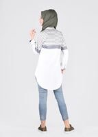 Vêtements hijab KAKI T 4696-1 Çizgi Detaylı Tunik-Yılmazlar