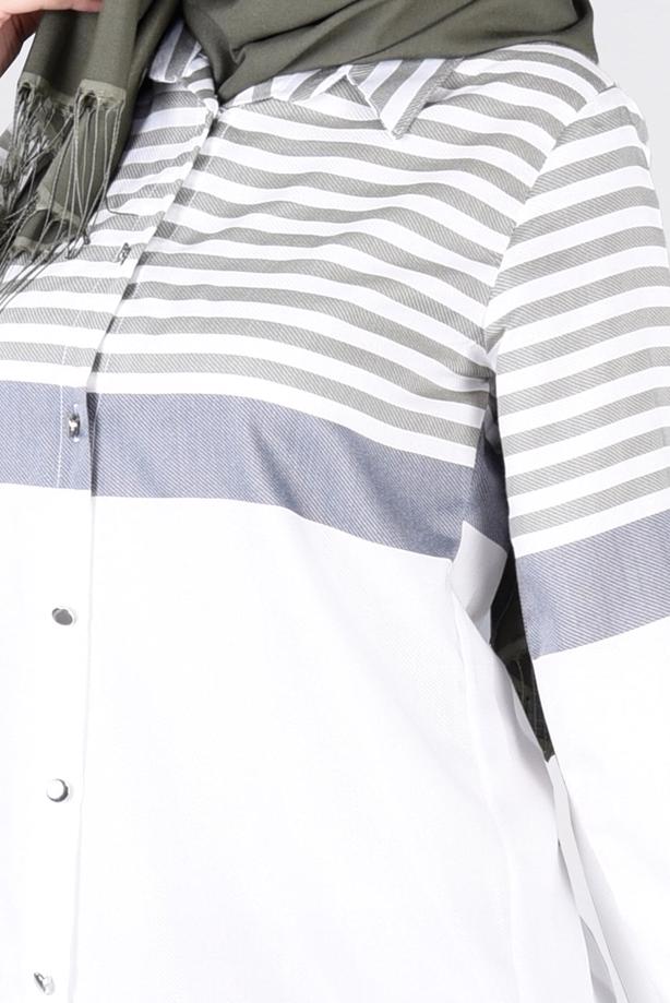 Vêtements hijab  T 4696-1 Çizgi Detaylı Tunik-Yılmazlar - TRENDTESETTÜR