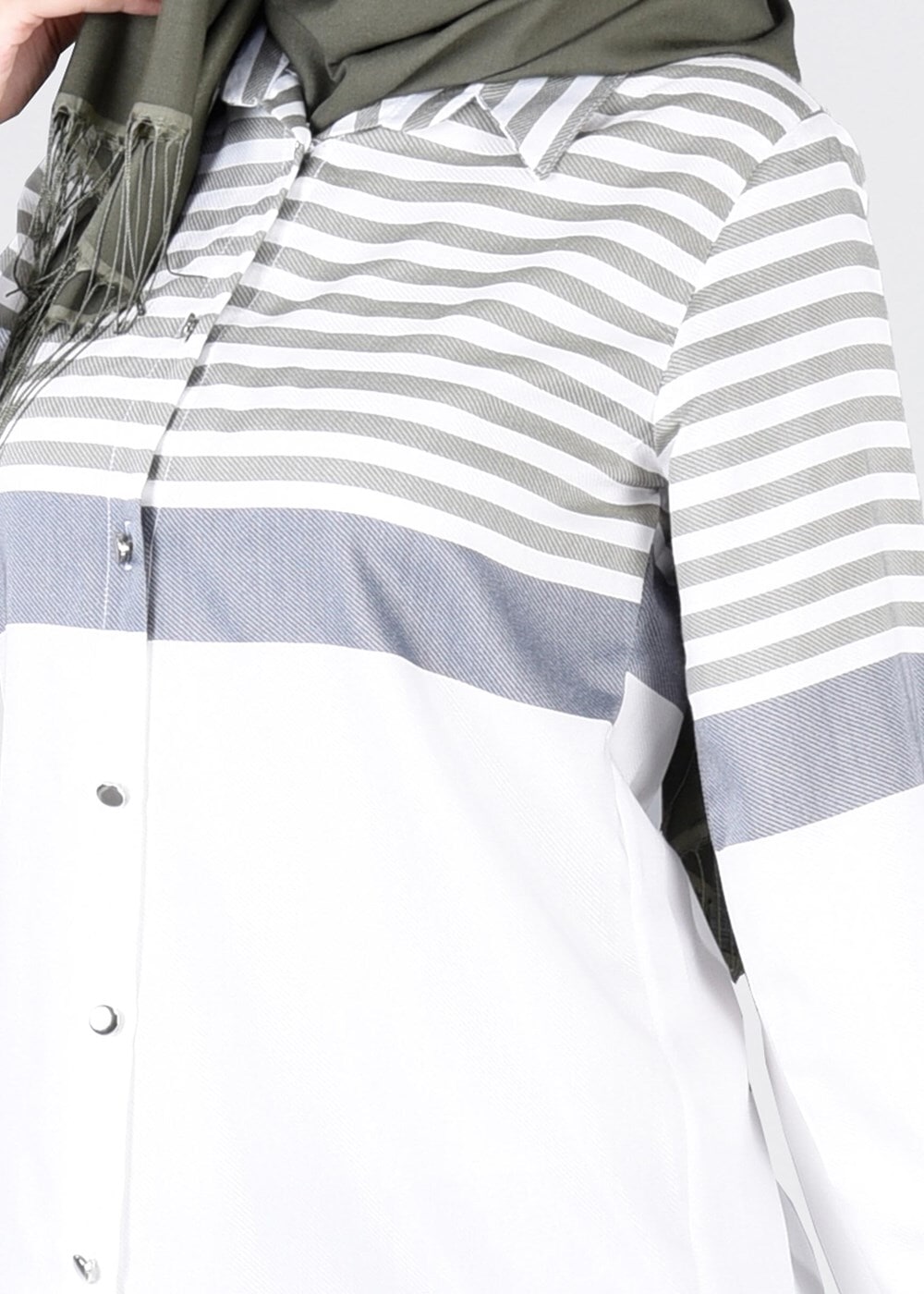 Hijab clothing KHAKI T 4696-1 Çizgi Detaylı Tunik-Yılmazlar