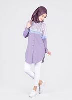 Vêtements hijab POURPRE T 4696-1 Çizgi Detaylı Tunik-Yılmazlar