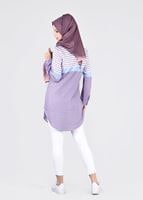 Vêtements hijab POURPRE T 4696-1 Çizgi Detaylı Tunik-Yılmazlar